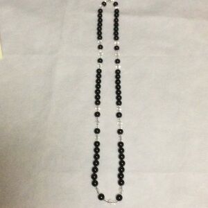 Elegant Vintage Onyx and Crystal Necklace